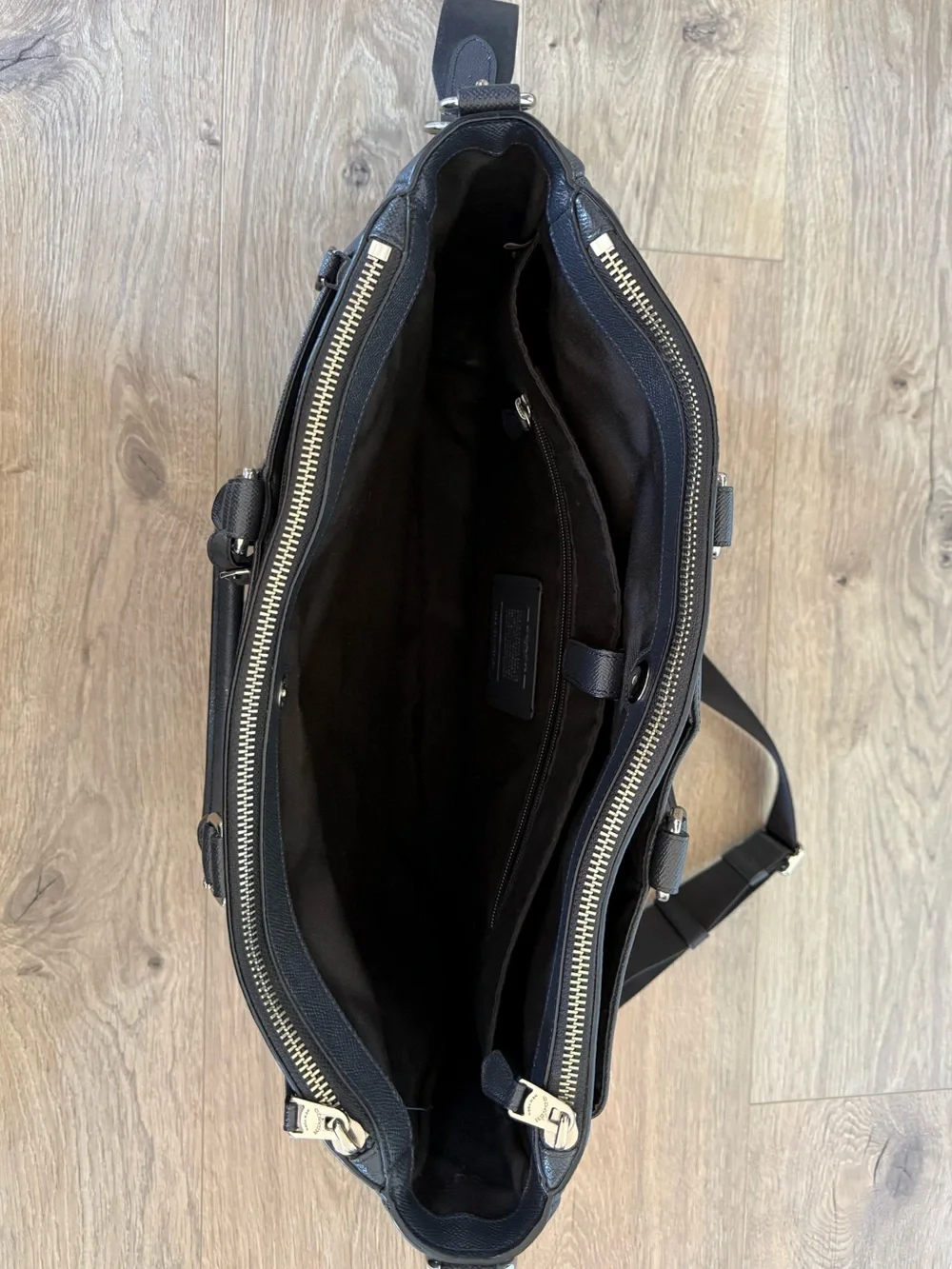 Coach Black Pebble Leather Briefcase/Computer bag with ID Tag